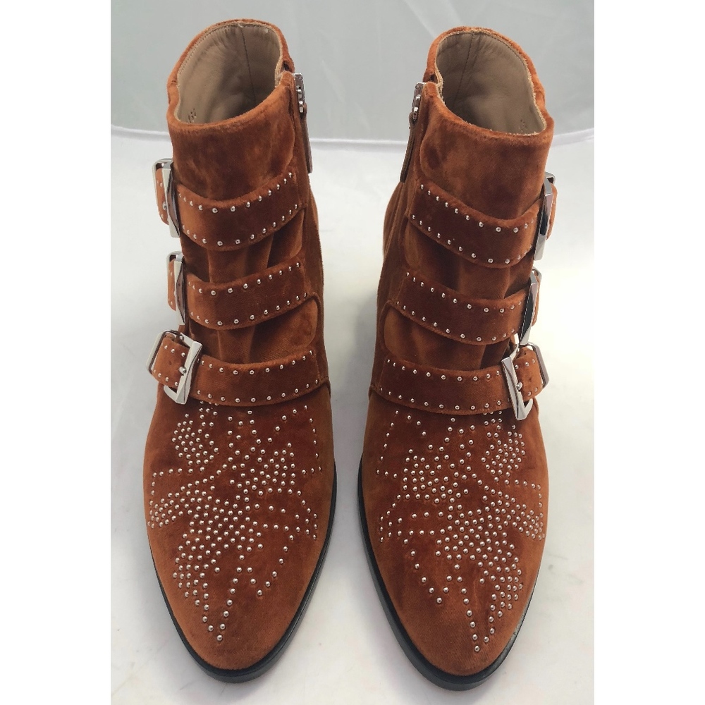New Chloe Susanna Brown (ochre) Velvet Boots SZ 37 - Picture 4 of 8